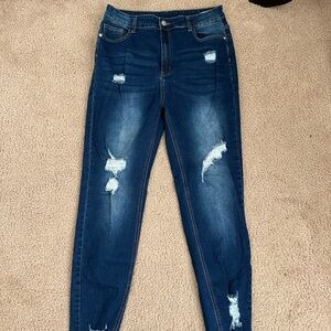 SHEIN Skinny Distressed Blue Jeans